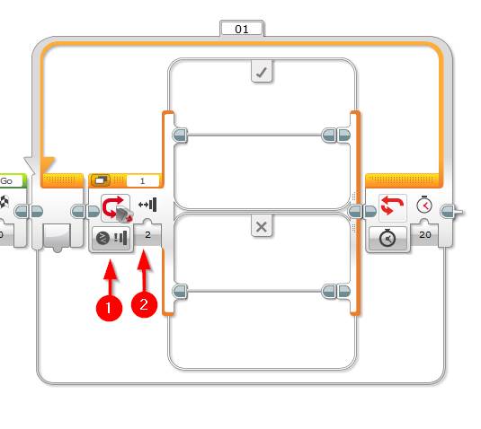 Lego Mindstorms EV3 Software - EV3 Brick Status Light Programming Block - Example Program 2 - Bump Game - Step 4